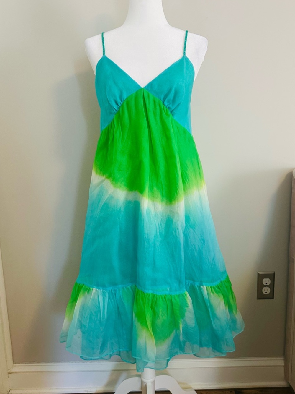 Diane Von Furstenberg DVF Silk Tie Dye Midi Dress 10